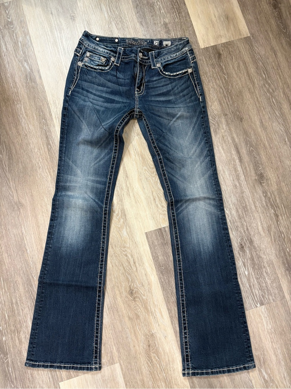 Miss Me Women's Faded Dark Blue Bootcut Jeans style JE8032BX